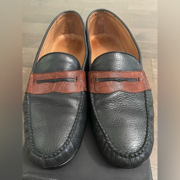 Alan Payne Wellesley II Honey/Black Genuine Lizard Loafers - size 12 main image 10
